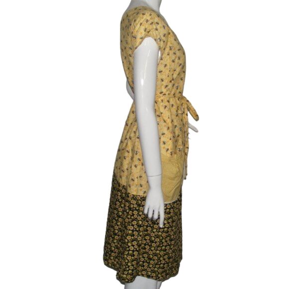 Handmade House Dress, L, Bees & floral print, Pockets, Straps, Drop sleeve - Picture 9 of 10